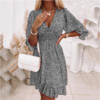 Vestido informal a la moda para mujer, vestidos estampados con cuello en v - details 3