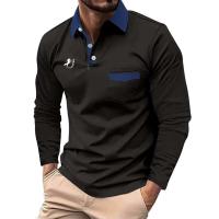 Polo deportivo de manga larga para hombre, camiseta informal de negocios con Bolsillo grande, Top de poliéster estampado, primavera y otoño - details 1