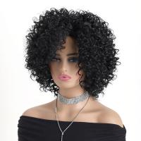 Pelucas sintéticas cortas y rizadas de moda, negras, con flequillo, cabello afro rizado, natural, de 12 pulgadas, para mujer, estilo bob. - details 12