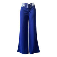 Pantalones de camping con temperamento de cinturón hueco para mujer, cintura alta, pantalones casuales de pierna ancha - details 1