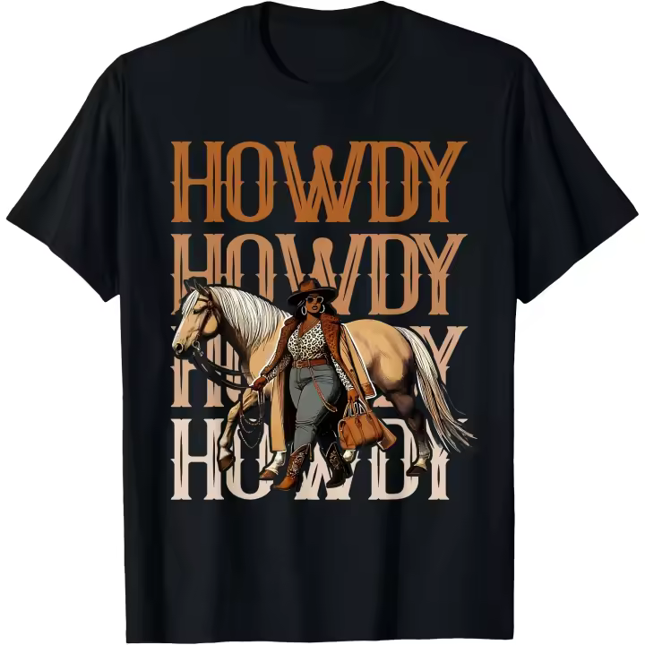 Howdy Black Cowgirl Country Western Rodeo Melanin Texas camiseta para hombre - 1