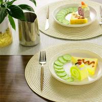 Manteles Individuales redondos trenzados, tapetes de mesa para mesas de comedor, tejidos, lavables, antideslizantes, 15 pulgadas (Beige) - details 1