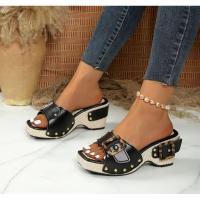Sandalias de verano para mujer de talla grande, con tacón grueso, hebilla de metal, una tira, para playa. - details 7