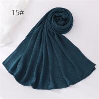18 colores liso suave fino poliéster Hijabs mujeres largo musulmán chal bufanda turbante envolturas para la cabeza señora islámico 170*70Cm - details 24