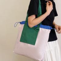 Bolso de compras plegable de color, bolso de bolsillo respetuoso con el medio ambiente de gran capacidad, bolso de mano con cordón impermeable reutilizable para niñas - details 21