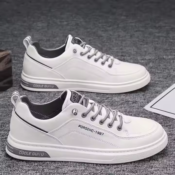 Nuevos zapatos blancos transpirables de primavera para hombre, zapatos de tela versátiles a la moda, zapatos deportivos y de ocio, zapatos de moda - 1