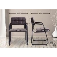 B Tapizada En Cuero Sintético I Silla De Espera con Reposabrazos I Silla Confidente con Base De Metal I Color:, Color:Negro - details 46