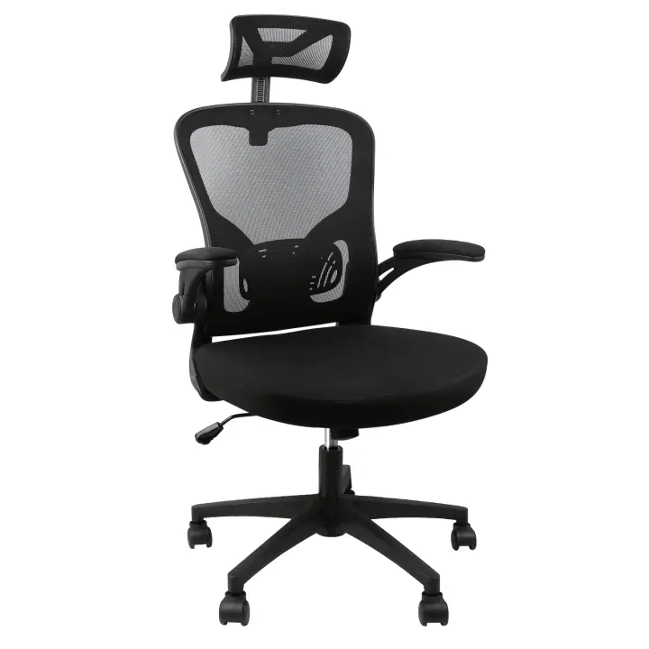 Rcynview Silla de Oficina Ergonómica Soporte Lumbar, Altura Ajustable, Brazo Plegable, Para Hogar y Juego en Oficina Gris - 1