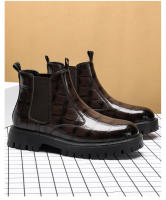 Suela de goma informal cabeza redonda parte superior baja tacón cuadrado banda elástica estilo británico talla zapatos de hombre - details 10
