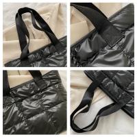 Moda señoras Tote bolsos de gran capacidad de algodón acolchado bolsa de compras rombo bolso portátil acolchado sólido para viajes de ocio - details 7