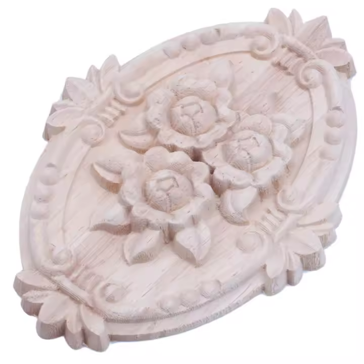 Adorno de madera retro, adorno tallado con apliques para decoración de muebles de puertas de gabinetes (13x9cm) - 1