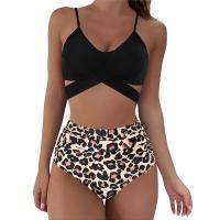 Nuevo traje de baño bikini multicolor estampado con espalda cruzada de dos piezas de cintura alta para mujer - details 1
