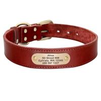 Collar cuero personalizado mascota collares suaves perro etiqueta de identificación grabada para perros grandes Pitubull Pastor - details 8