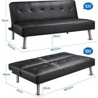 Sofá Cama Plegable de 3 Plazas Tapizado de Piel Sintética Tamaño 166.5 X94 cm Capacidad 350 KG - details 2
