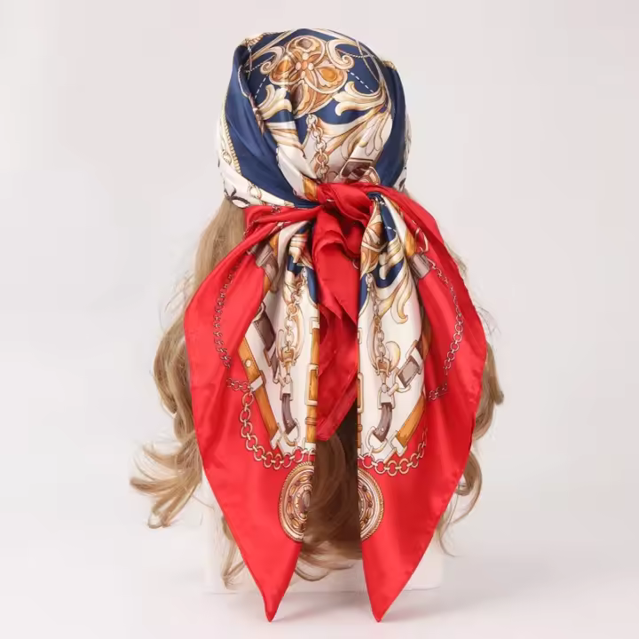 Pañuelo de seda 90 × 90 cm, pañuelo de mujer, pañuelo de pelo de todas las estaciones, hijab, pañuelo de mujer - 1