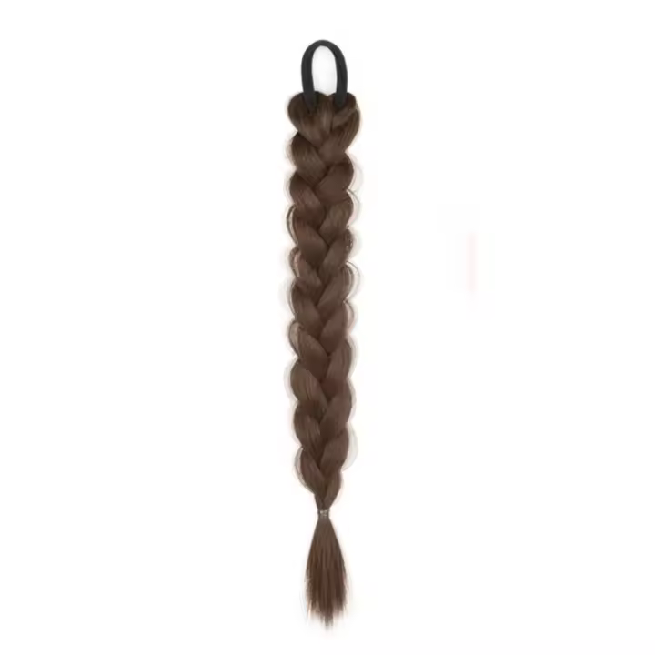Coletas trenzadas de pelo falso para mujer, extensiones de cabello sintético Natural, banda elástica marrón, trenzas retorcidas - 1