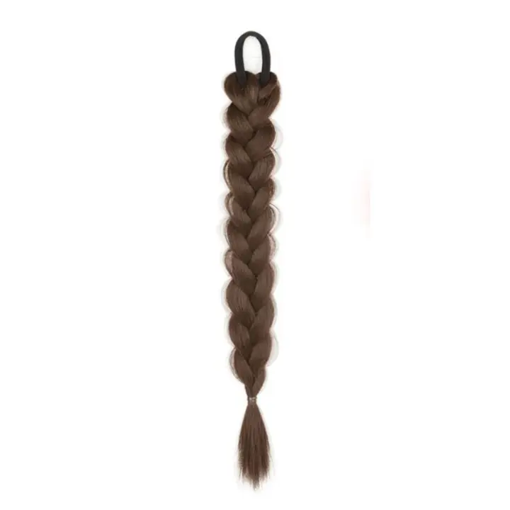 Coletas trenzadas de pelo falso para mujer, extensiones de cabello sintético Natural, banda elástica marrón, trenzas retorcidas - 1