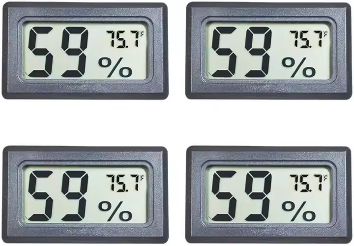 Mini medidores digitales de temperatura y humedad, termómetro interior, higrómetro, pantalla LCD, Fahrenheit (℉), paquete de 4 - 1