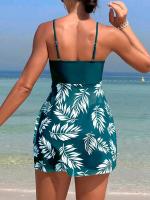 2025 Vestido corto Tankini con pantalones cortos traje de baño para mujer traje de baño femenino acolchado estampado traje de baño ropa de playa para nadar verano - details 10