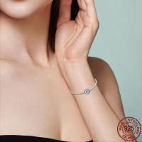 Abalorio DIY Ojo de Asilo plateado para mujer, joyería de cumpleaños, pulsera con piedra de circón principal y Material metálico - details 4
