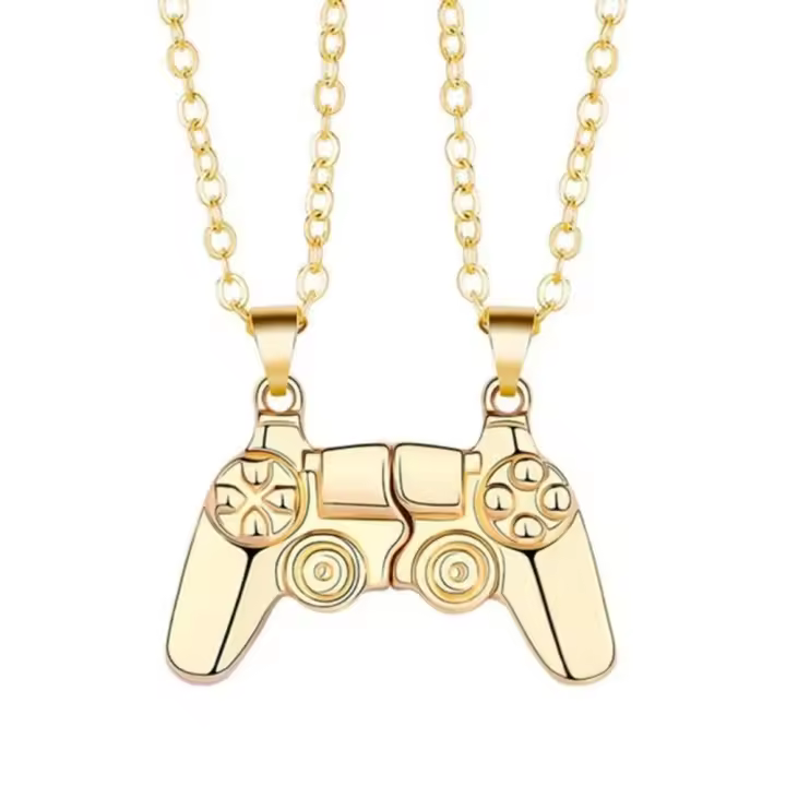 Collar con controlador de juego para niños y niñas, cadena de cuello a juego con personalidad de la amistad, colgante de Gamepad magnético de Hip Hop - 1