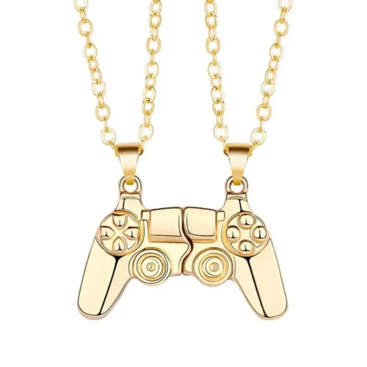 Collar con controlador de juego para niños y niñas, cadena de cuello a juego con personalidad de la amistad, colgante de Gamepad magnético de Hip Hop - 1