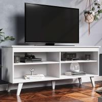 Mueble Moderno para Sala de Estar 4 Estantes de Almacenamiento Grande para Televisores de 55 Pulgadas 136 x 38 x 58 cm Madera Nero - details 8