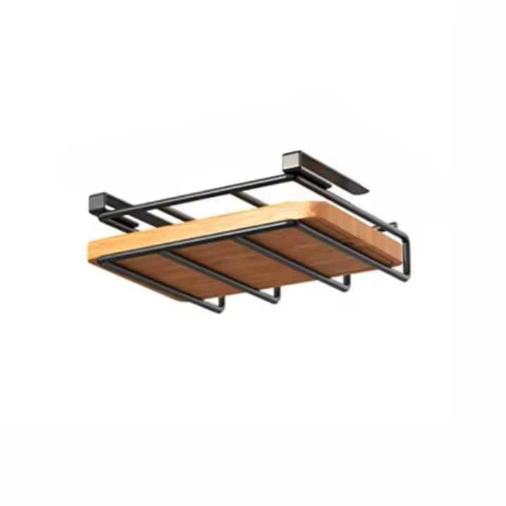 Tabla de cortar de acero inoxidable, soporte para tapa de olla, gran capacidad, ahorro de espacio, tapa de olla, estante de almacenamiento con ganchos, alta carga - 1
