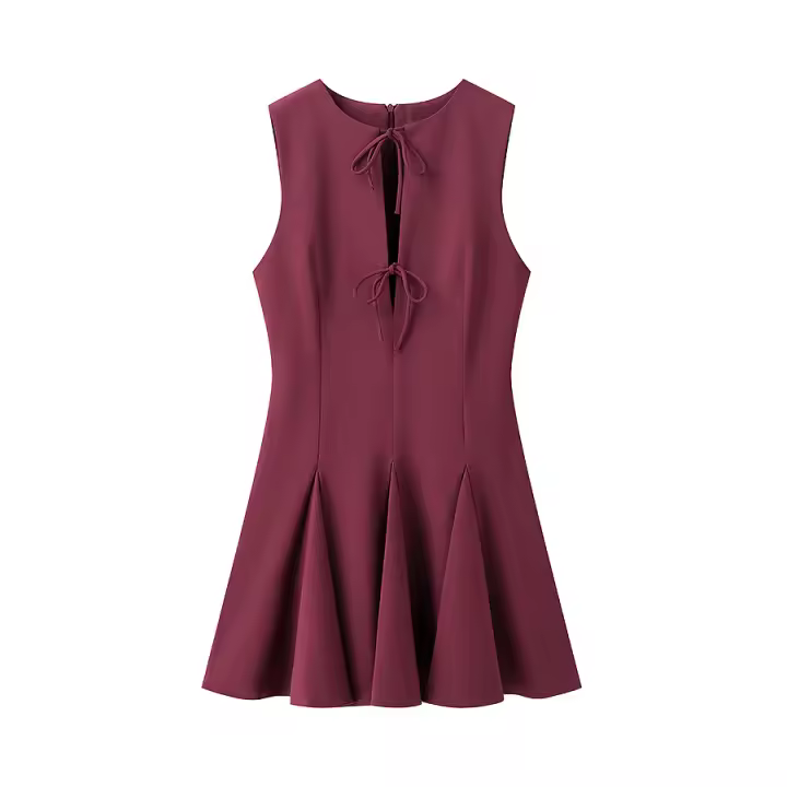 Elegante Vestido Mini A-line con Lazos de Encaje Moda de Calle Alta para Mujeres - 1