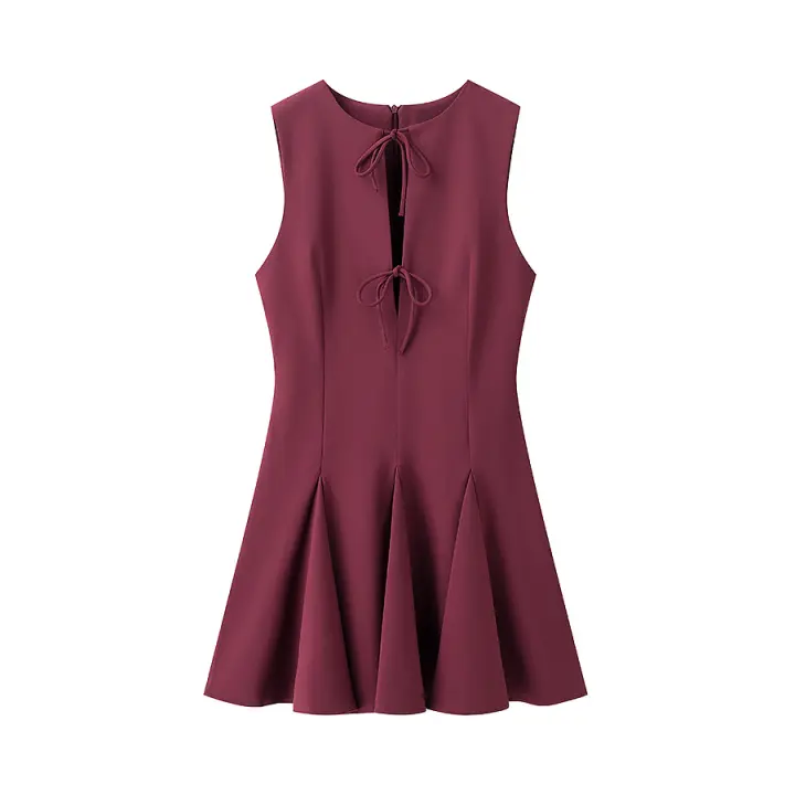 Elegante Vestido Mini A-line con Lazos de Encaje Moda de Calle Alta para Mujeres - 1