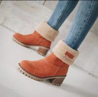 Botas de nieve de gamuza con tacón grueso de tubo medio europeo y americano de otoño e invierno para mujer Botas de algodón para mujer - details 13