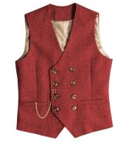 Chalecos de traje con cuello en V para hombre, chaleco de tweed de lana con doble botonadura, esmoquin para padrinos de boda - details 3