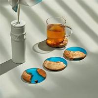 Posavasos de madera con resina epoxi, posavasos de Bar para bebidas, posavasos modernos para Bar, cocina, hogar y apartamento, paquete de 4 - details 4