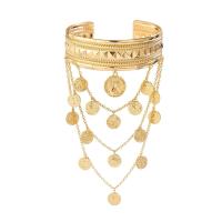 Pulsera de Metal Dorado con Moneda de Hoja Tassel de Brazo Alto para Hombres y Mujeres - details 22