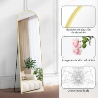 Espejo de Pie Curvado Grande Espejos de Pared con Marco de Oro Aluminio 161 x 52 cm - details 11