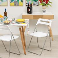 Silla Plegable para Ahorrar Espacio, Silla de Comedor para Interior y Exterior con Estructura de Acero, 42x38x78 cm (Blanco, 6) - details 8