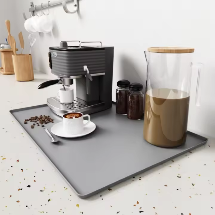 Alfombrilla para máquina de café 2 en 1 fácil de limpiar, almohadilla de drenaje de silicona impermeable, almohadilla aislante antideslizante para encimera, hogar - 1