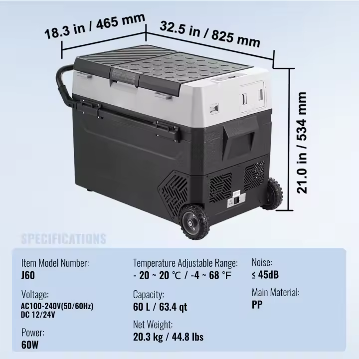 SucceBuy Refrigerador-congelador portátil para automóvil,-4 ℉ -68 ℉   Ajustable. Enfriador de compresor para el hogar, al aire libre, camping, RV, automóvil. - 1
