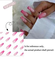 Arte de Uñas de Ballet Francés Gradiente de Tinte de Halo Blanco-Rosa, Set Completo Desmontable, Uñas Prostéticas Terminadas, Pegadas de Esmalte - details 1