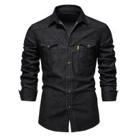día del padre Camisa vaquera para hombre Algodón de alta calidad Elástico Primavera Chaqueta vaquera de manga larga Casual Slim Fit Ropa de calle Camisas de vaquero - details 3