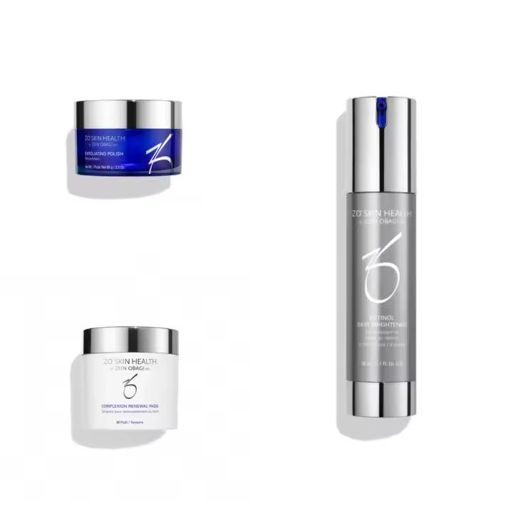 ZO SKIN Exfoliante Polaco 65g + Almohadillas Renovadoras de Tezón 60 Almohadillas + Arrugas + Retinol Abrillantador de Piel 0.5% Juego de tres piezas - 1