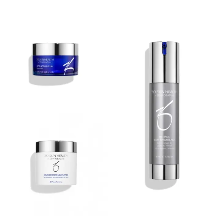 ZO SKIN Exfoliante Polaco 65g + Almohadillas Renovadoras de Tezón 60 Almohadillas + Arrugas + Retinol Abrillantador de Piel 0.5% Juego de tres piezas - 1