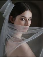 Accesorios de boda para mujer, velo blanco nupcial exquisito, velo de matrimonio de tul de dos capas con lazo de perlas de red dura - details 5