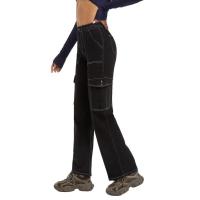 Pantalones vaqueros de pierna recta de cintura alta para mujer, pantalones vaqueros de estilo coreano para adolescentes - details 2