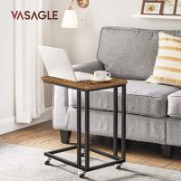 Mesa Auxiliar Industrial Mesa Lateral con Ruedas y Pies Ajustables Ideal para Dormitorio, Marco de Acero, Fácil de Montar Marrón Rústico y Negro LNT50X - details 1