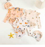 Kangobaby # Mi vida suave #   Conjunto de 2 piezas de traje de baño para niñas con estampado fresco, traje de baño de verano para bebés, surf en la playa - details 1