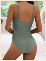2024 ropa de playa lisa de una sola pieza plisada para mujer, nadadores, traje de baño para nadar, verano - details 17