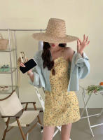 Vestido Mini Floral de Verano Tirantes, Cintura Ajustada, Estilo Coreano Moda para Mujeres - details 12