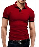 Polo de manga corta ajustado para hombre, camisa de cuello suave y sólido, trabajo, Golf, senderismo, informal, azul marino/blanco - details 5