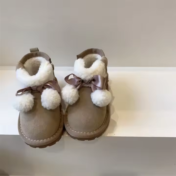 Linda Bola de Pelo Compañero de Clase de Invierno Botas de Nieve para Niños - 1